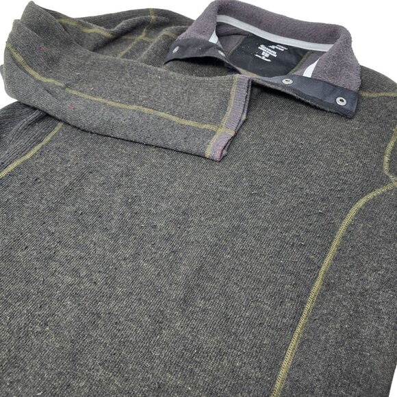 Exofficio Wool Blend Sweater Hiking Camping Fishing Medium Men Green Snap Collar - Picture 1 of 5